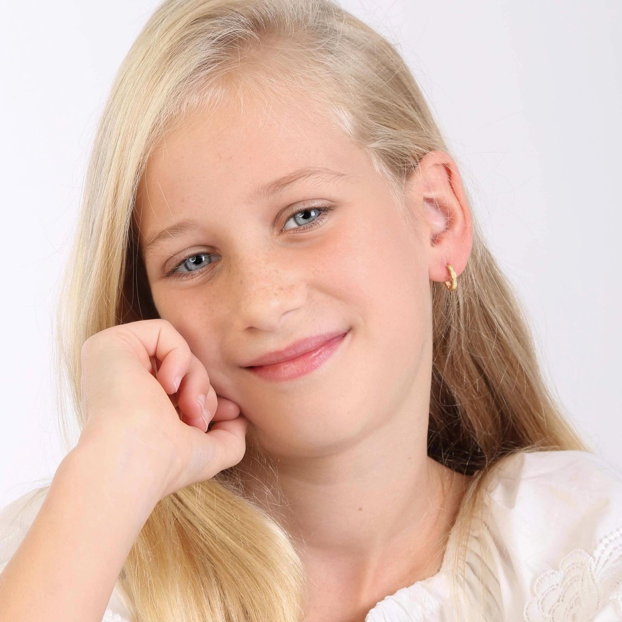 Stalen goldplated kinderoorbellen oorringen met light colorado kristal