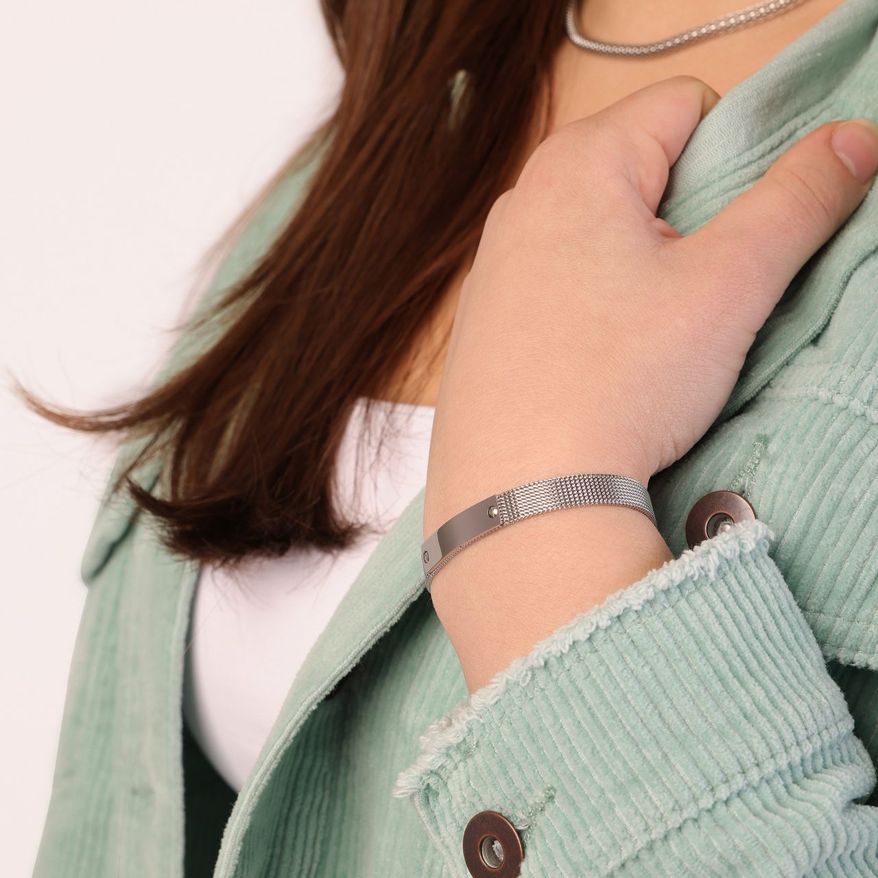 Stainless steel armband mesh riem