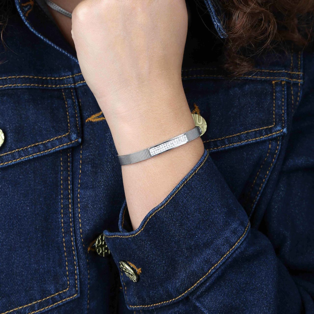 Stalen armband mesh riem met kristal