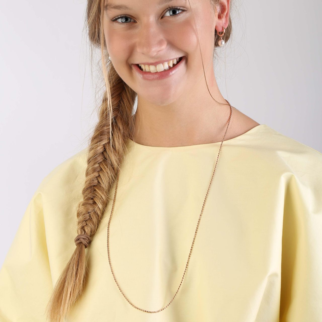 Stalen roséplated basisketting 80cm voor dames