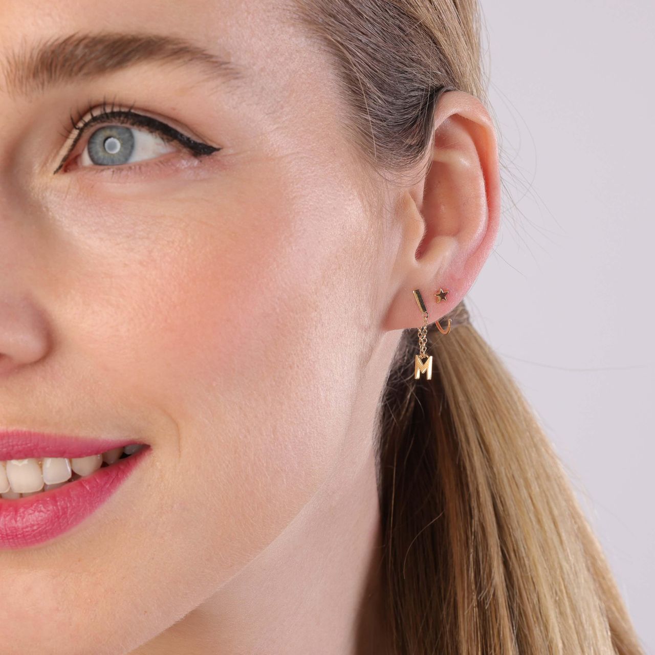 Zilveren goldplated oorringen ster voor dames