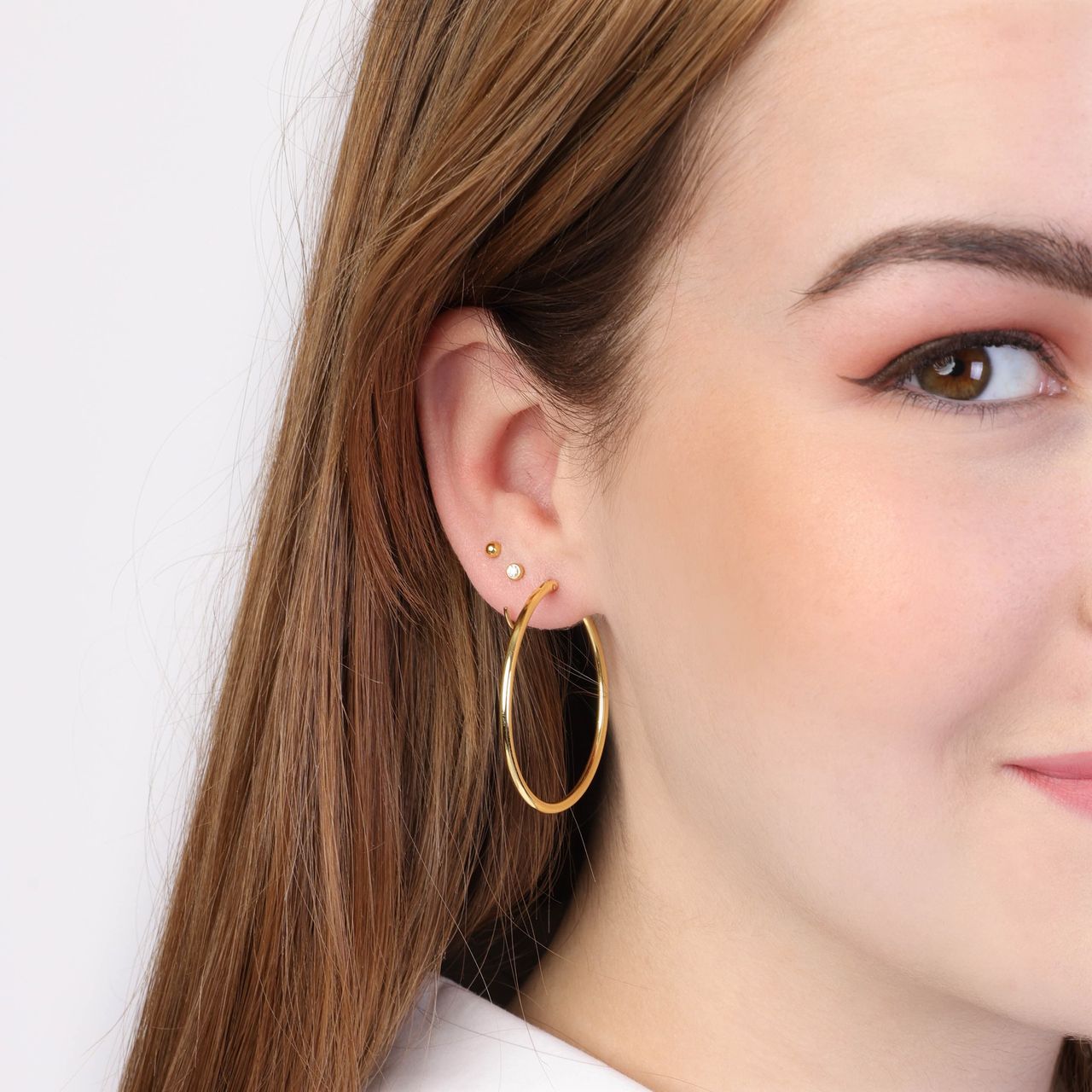 Zilveren goldplated oorringen met zirkonia voor dames