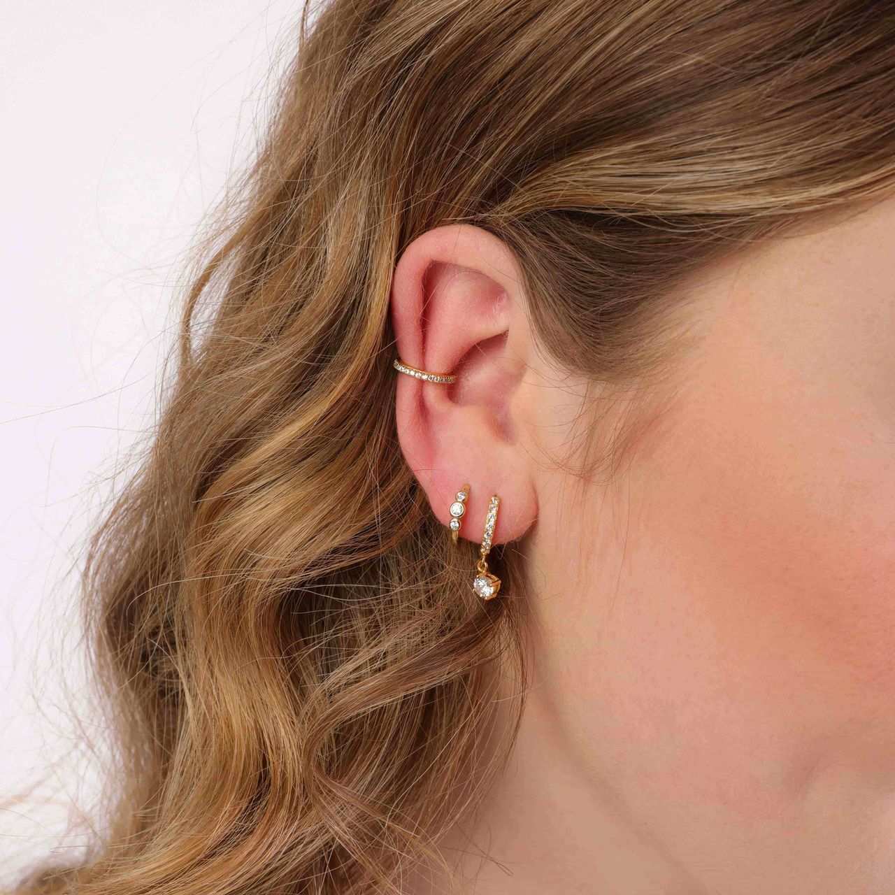 Zilveren earcuff goldplated zirkonia voor dames