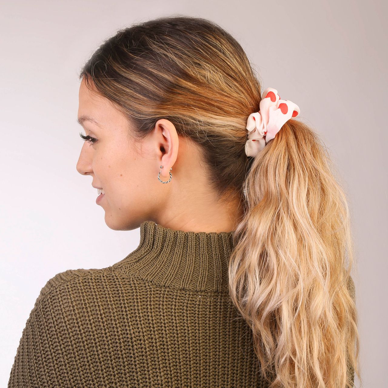 Stoffen Zijde scrunchie blauw met glitter voor dames