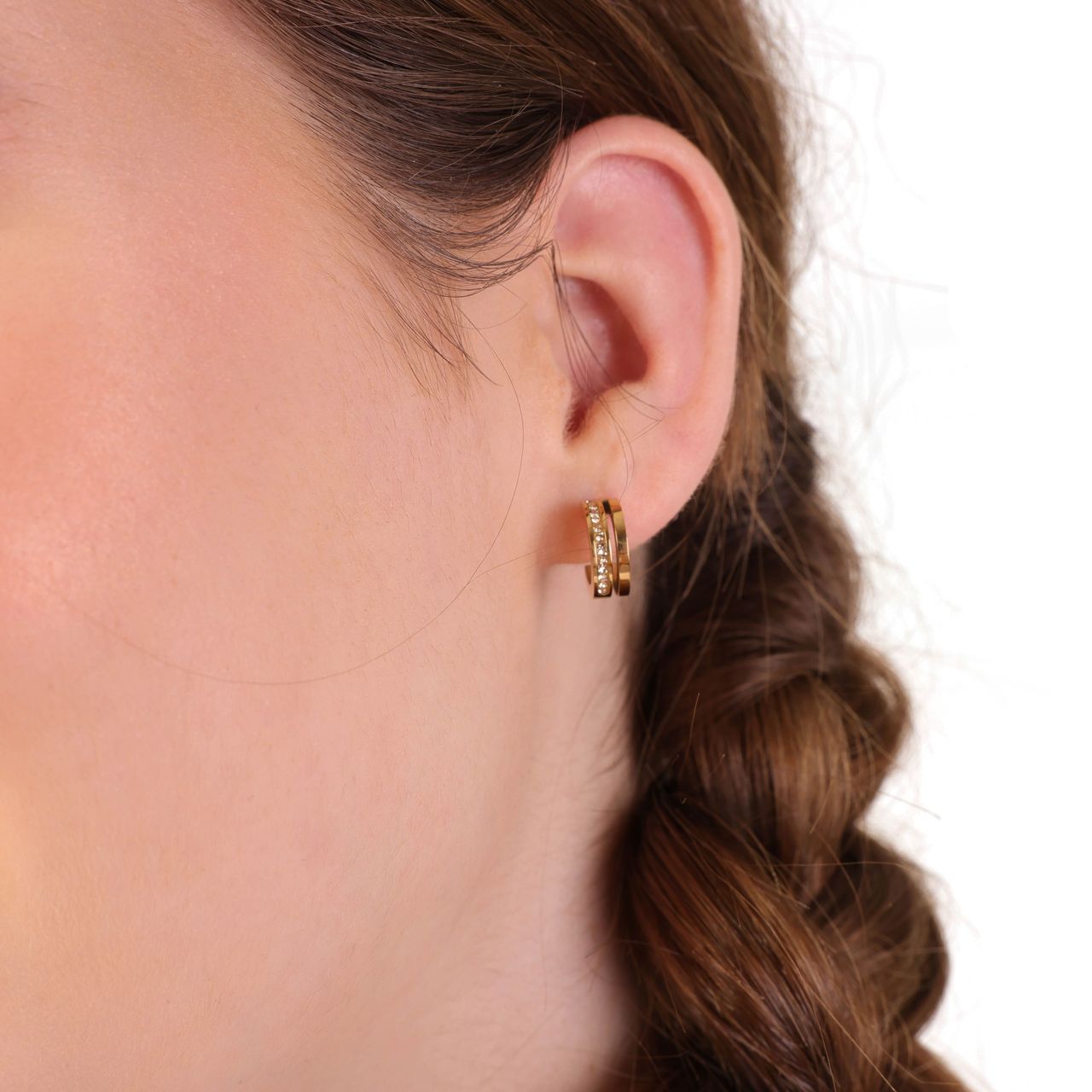 Stalen goldplated oorringen met light colorado kristal voor dames