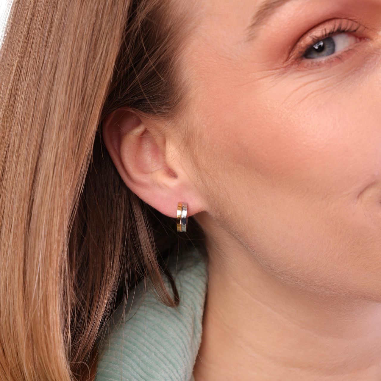 Stalen oorbellen staal/gold