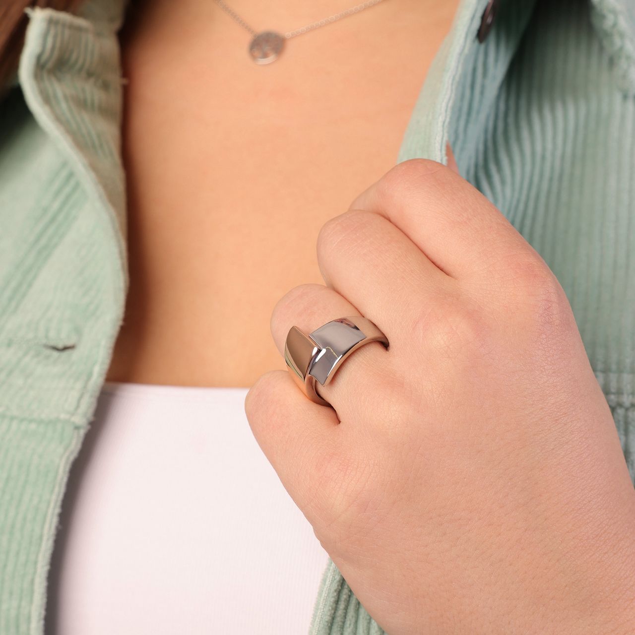 Stalen roséplated ring voor dames