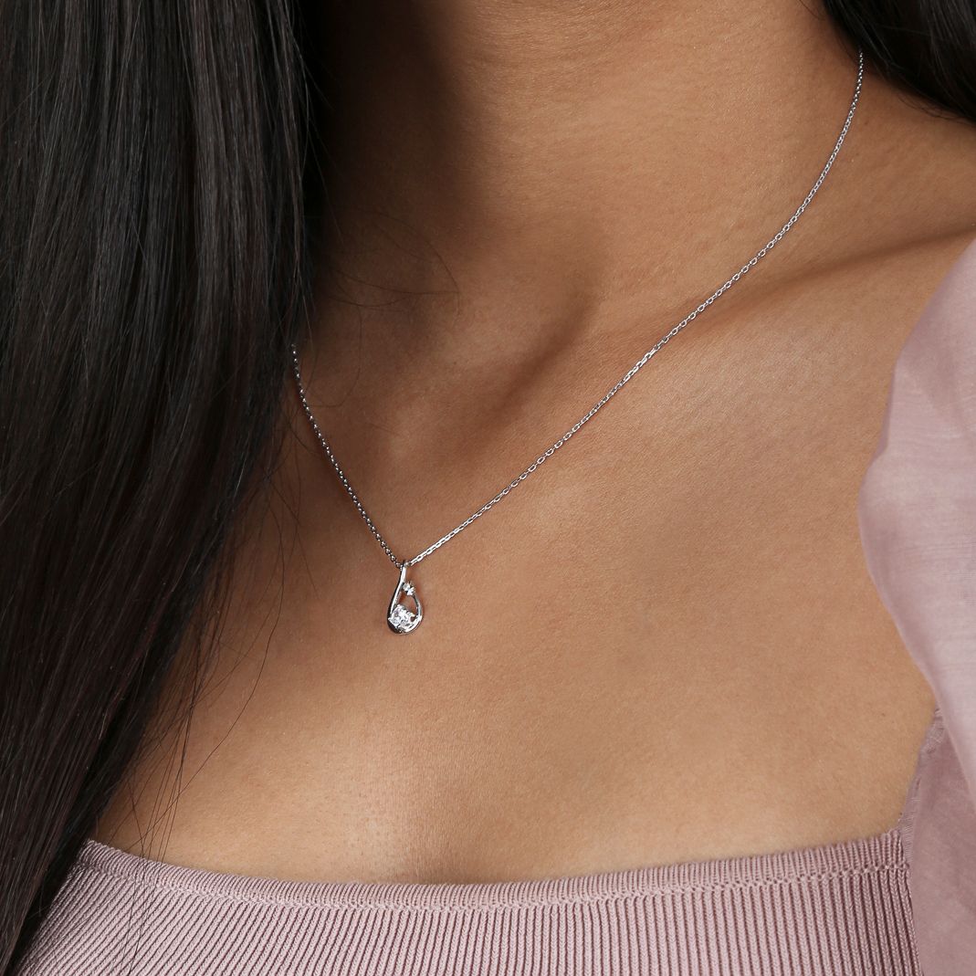 Zilveren ketting met hanger fantasie met zirkonia voor dames