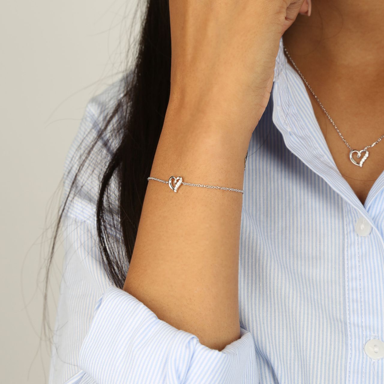 Zilveren armband hart met zirkonia