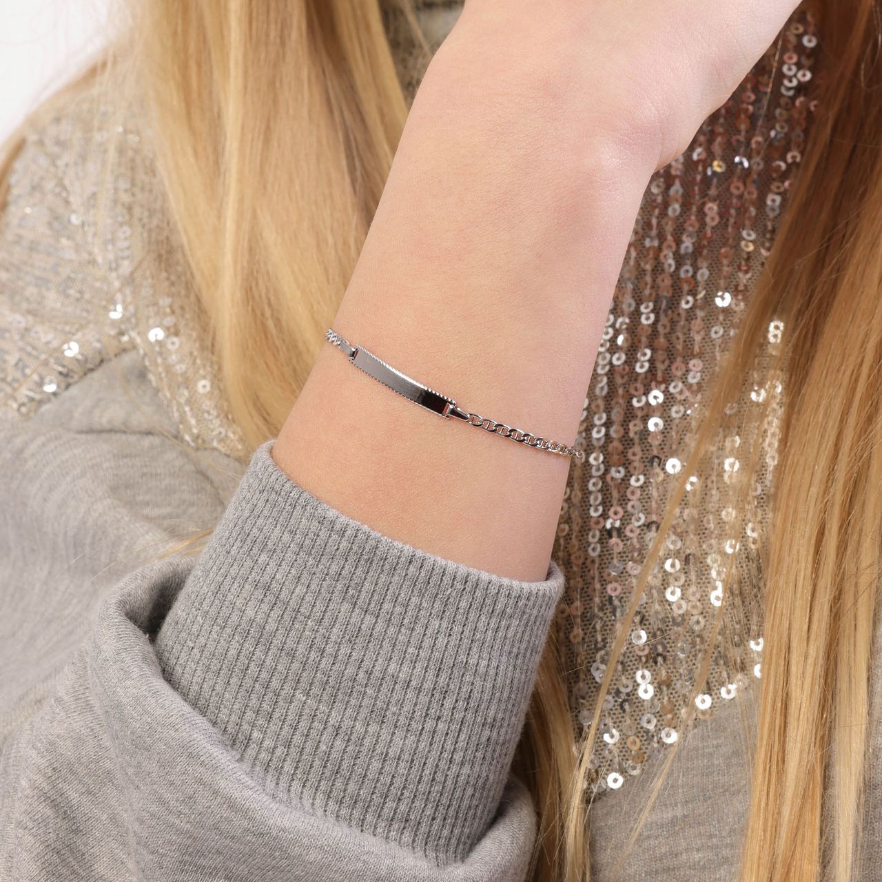 Plattenarmband, 925 Silber