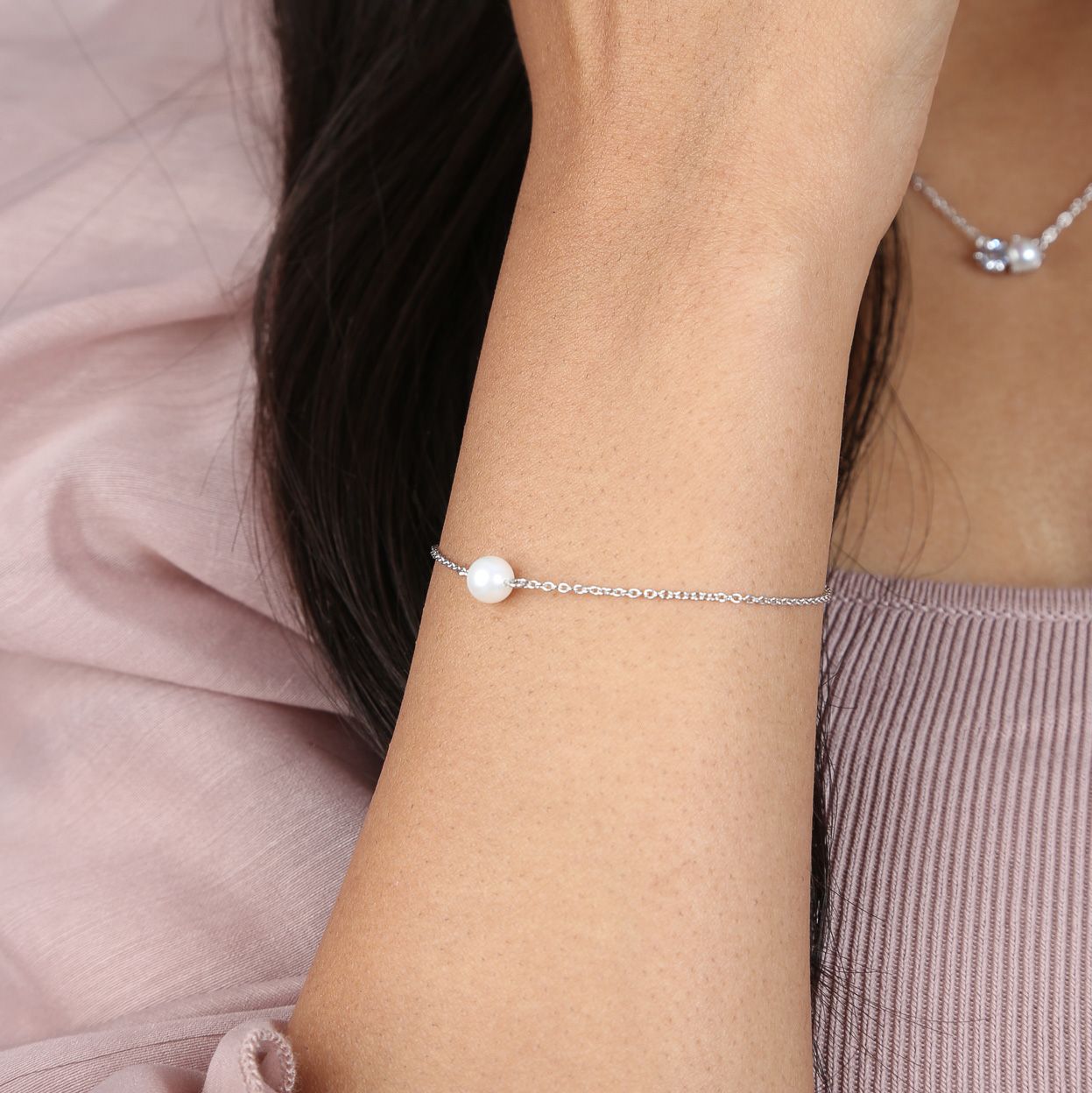Armband, 925 Silber, mit Perle