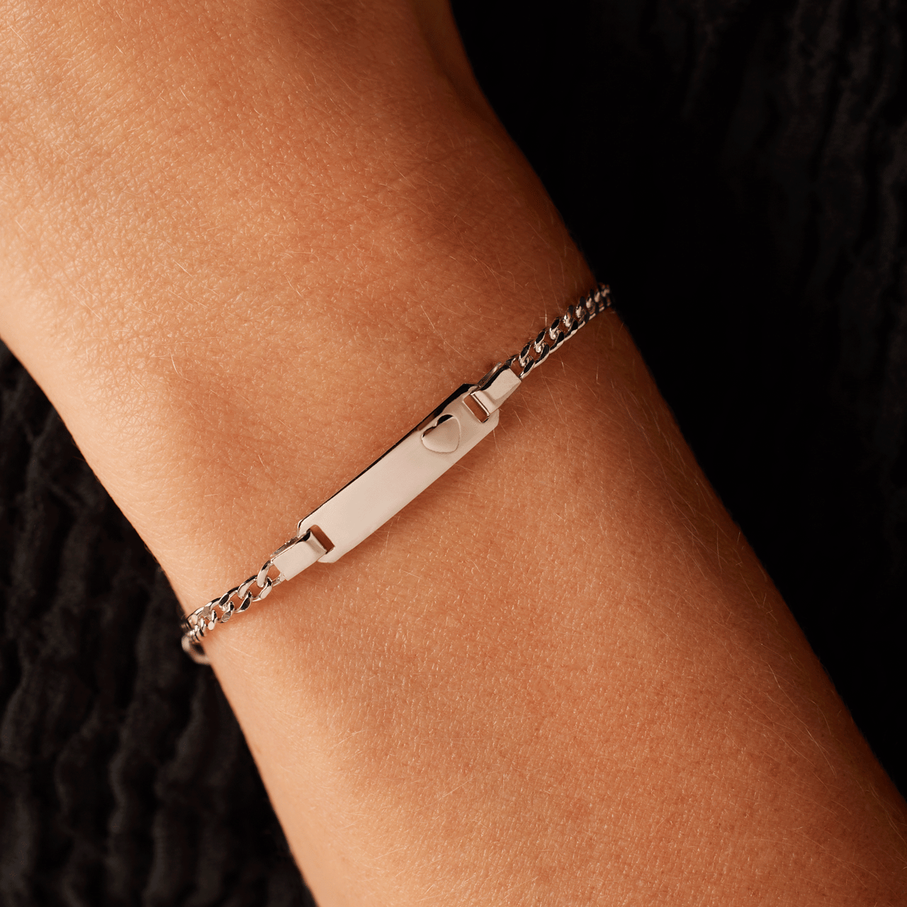 Plattenarmband, 925 Silber, mit Herz