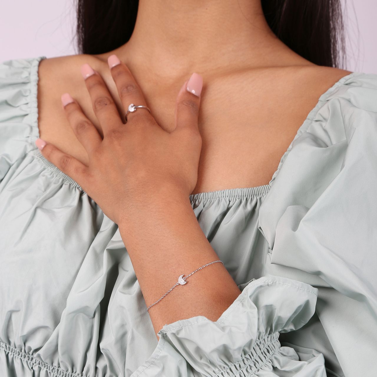 Zilveren armband maan met zirkonia
