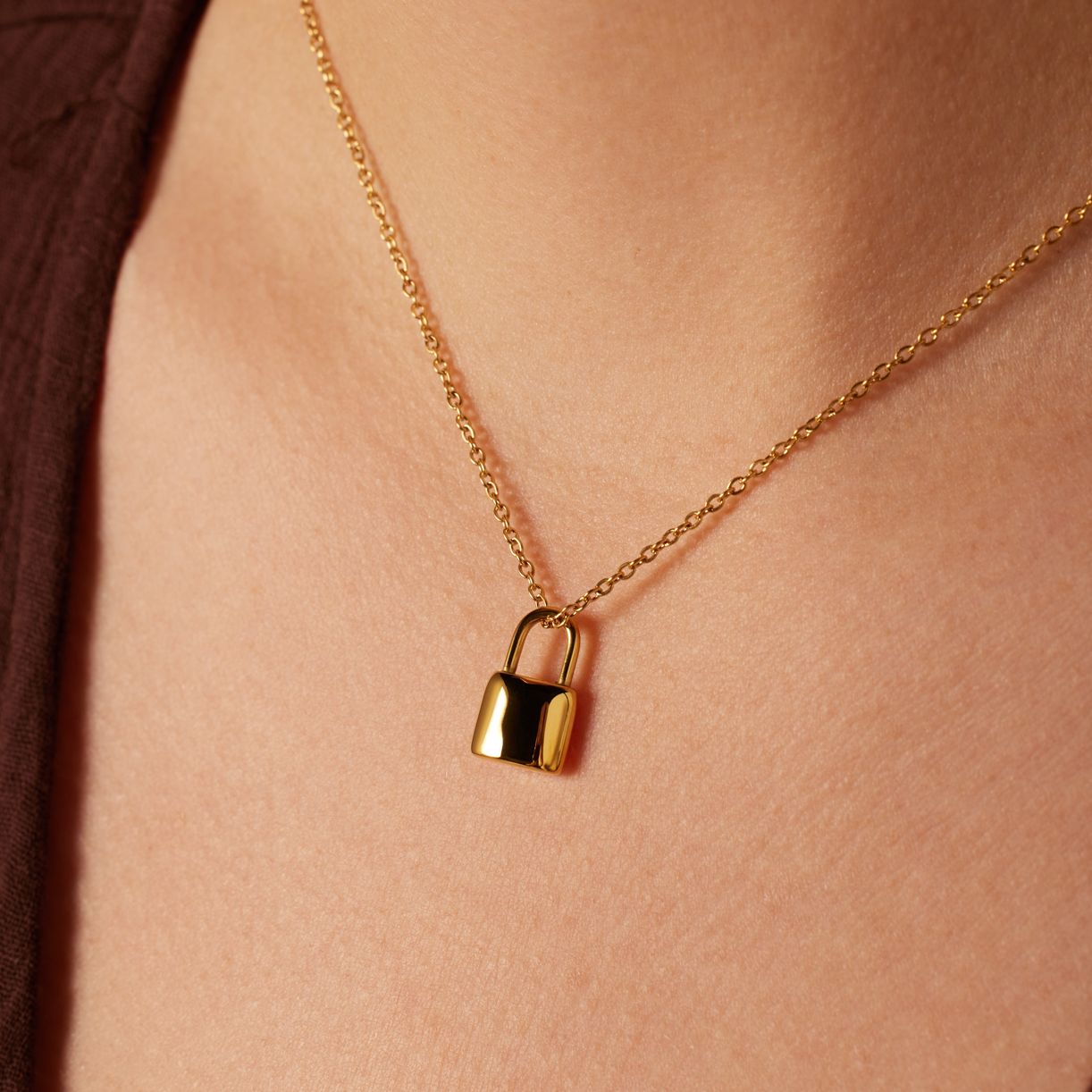 Stainless steel ketting&hanger goldplated slotje voor dames