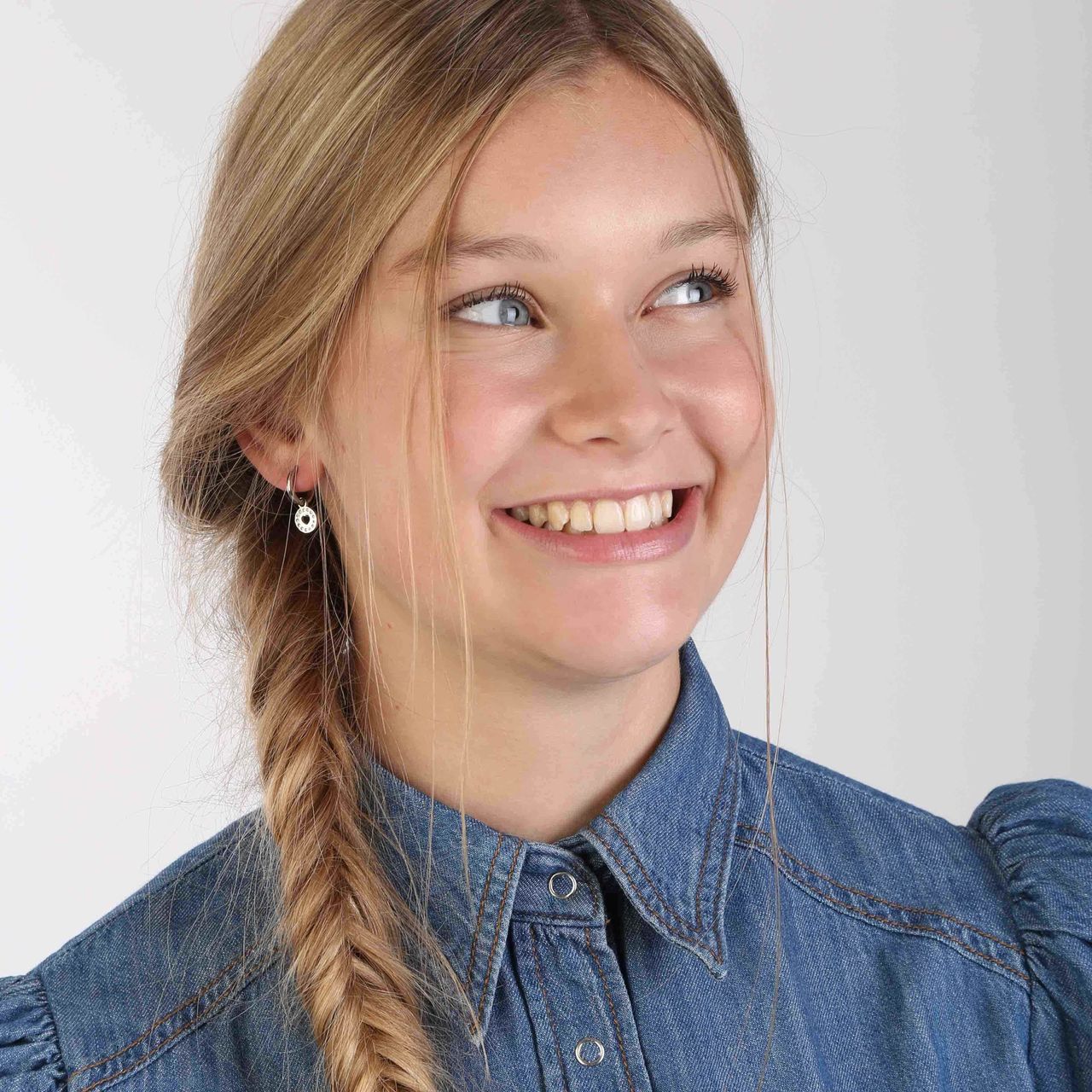 Stainless steel oorringen met hanger open hart met zirkonia