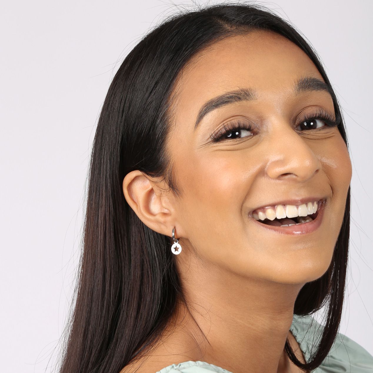 Ohrringe, Edelstahl, mit Anhänger, offener Stern