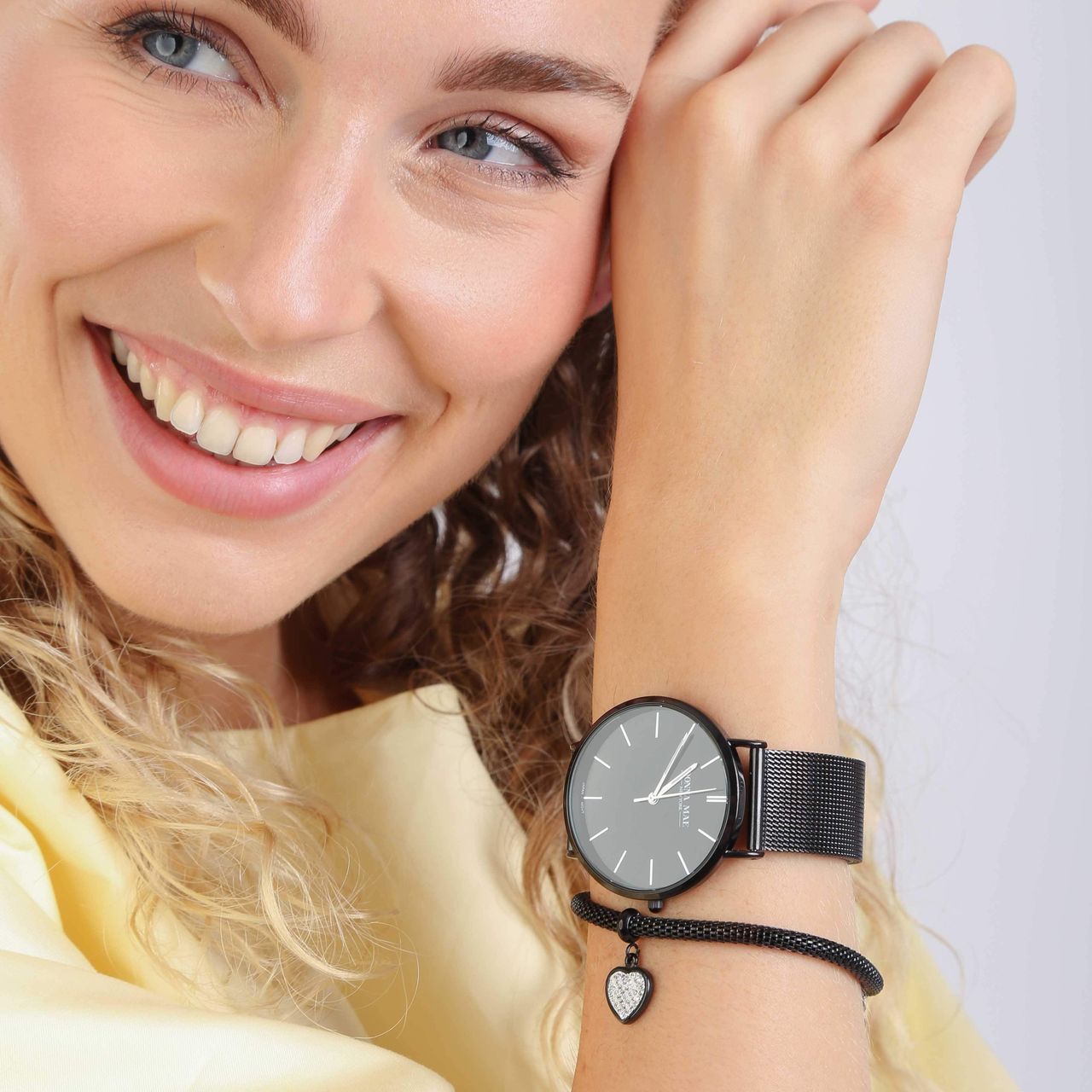 Stalen armband mesh blackplated hart