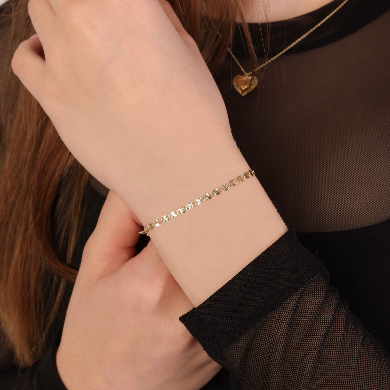 Armband, 375 Gold, mit Stardust-Kettenglied