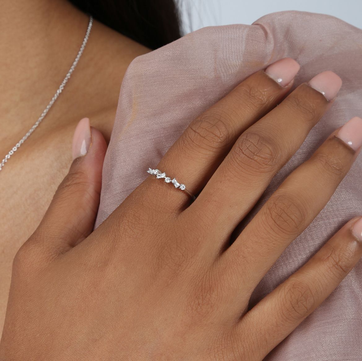 Ring, 925 Silber, Baguetteschliff