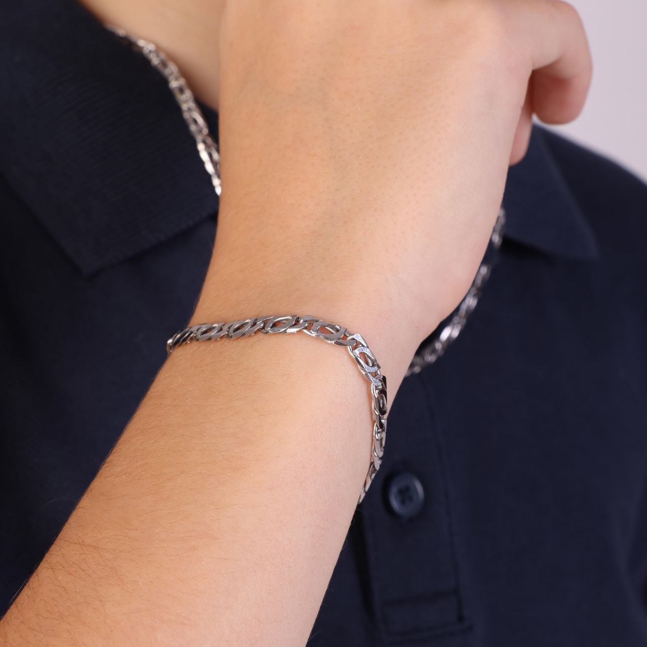 Gerecycleerd zilveren armband schakel.