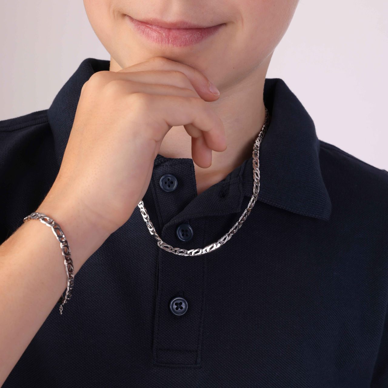 Gerecycleerd zilveren ketting schakel.