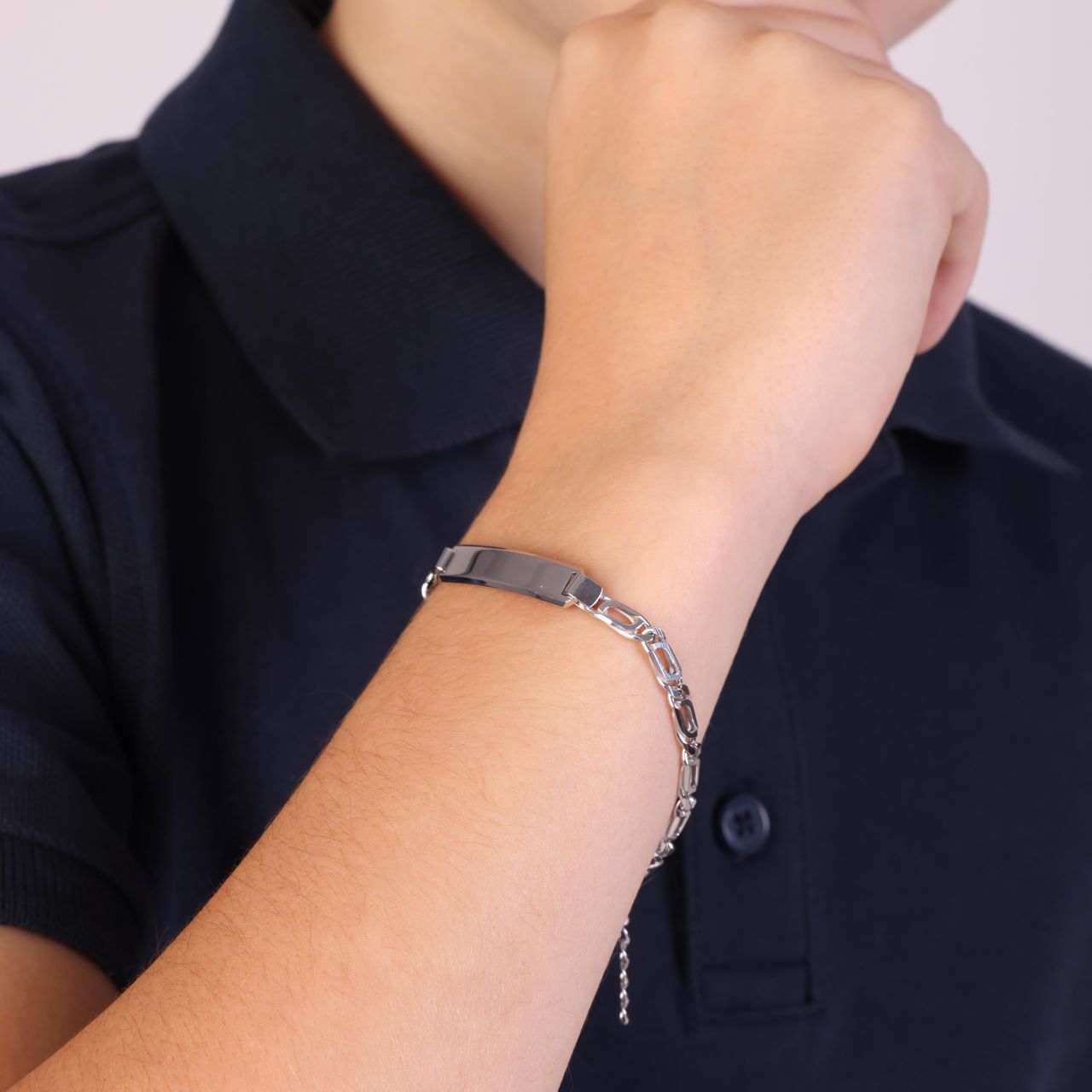 Gerecycled zilveren plaatarmband schakel.