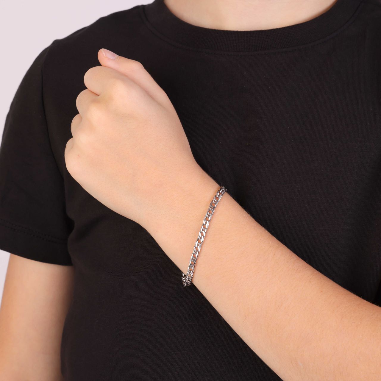 Gerecycled zilveren armband gourmetschakel.