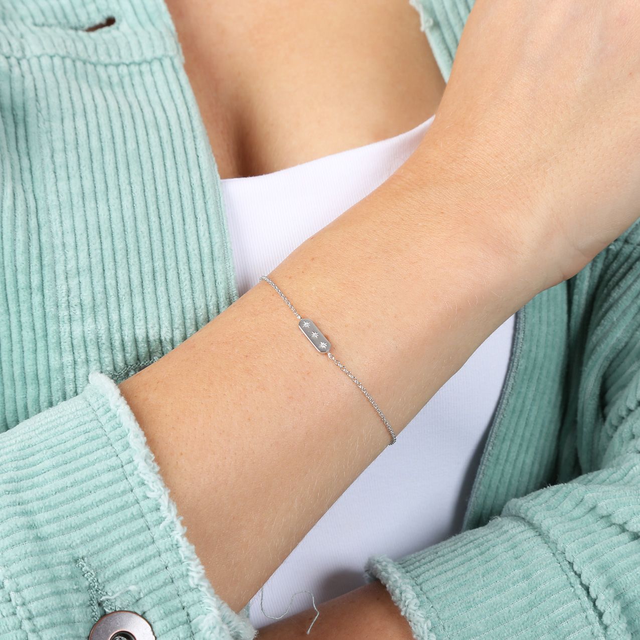 Zilveren armband bar zirkonia