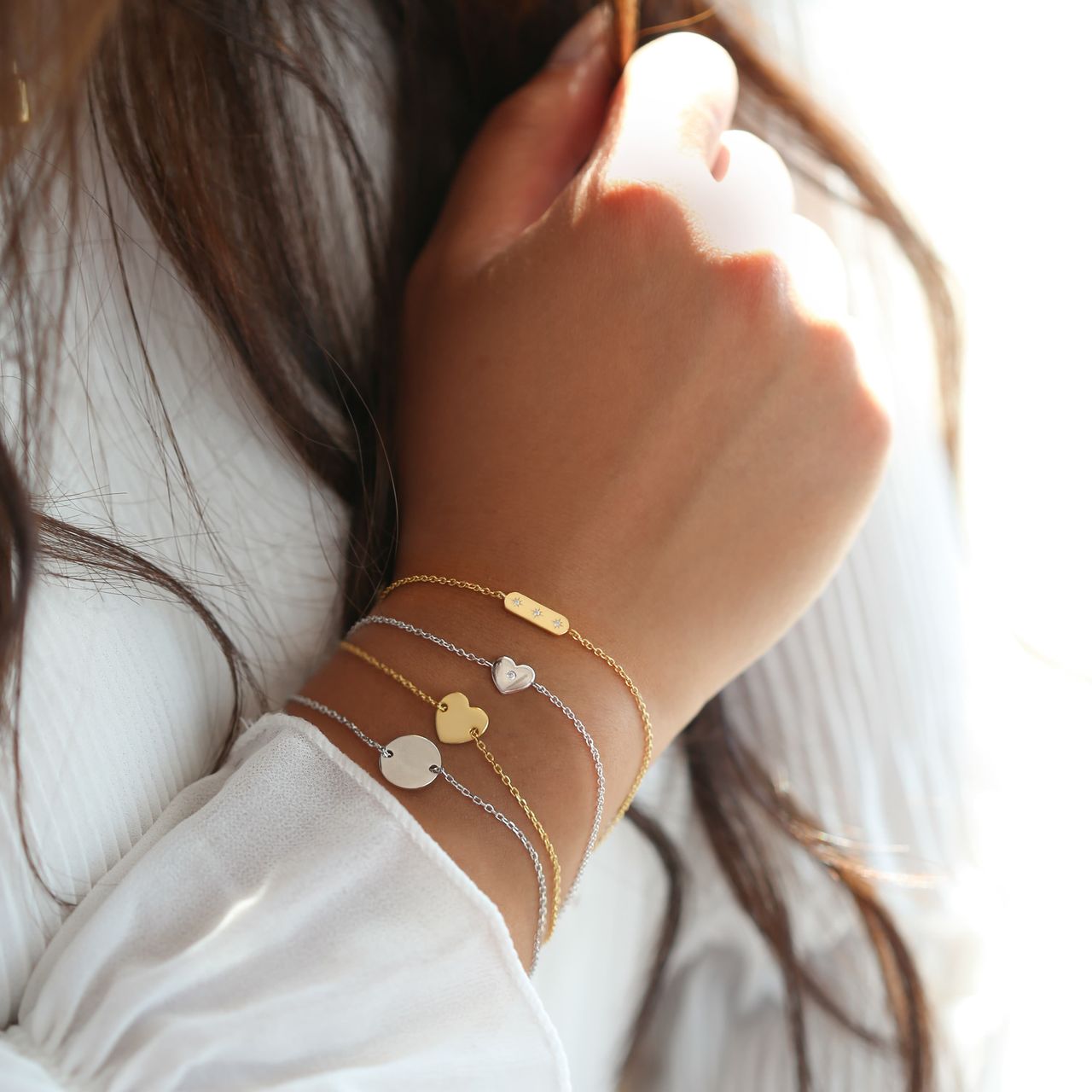 Zilveren armband hart zirkonia
