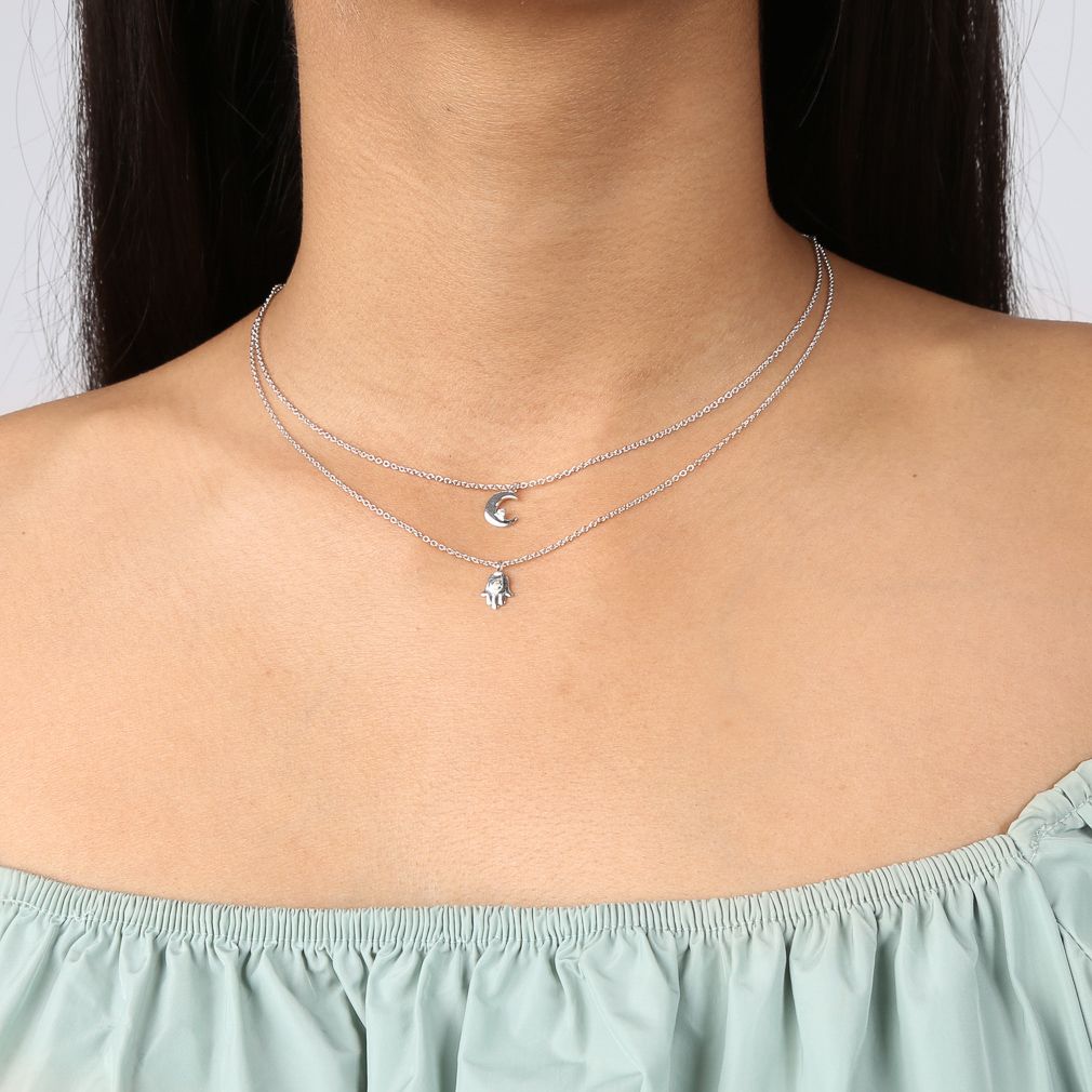 Zilveren ketting met hanger Hamsa