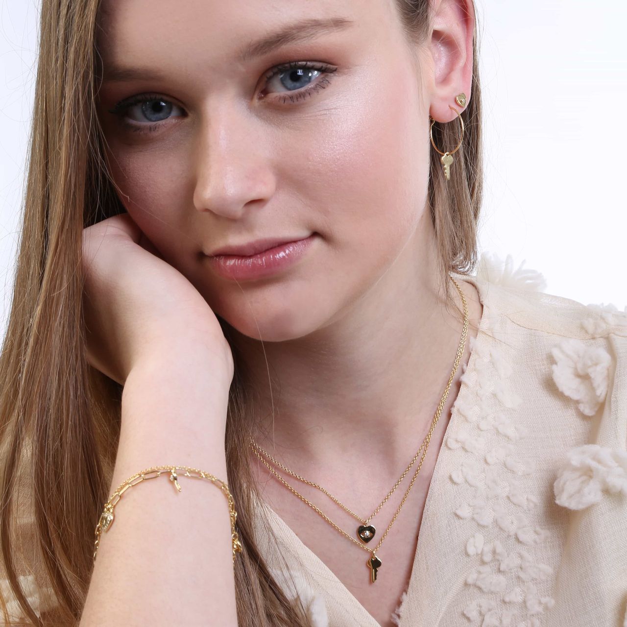 Zilveren goldplated ketting met hanger hart met zirkonia voor dames