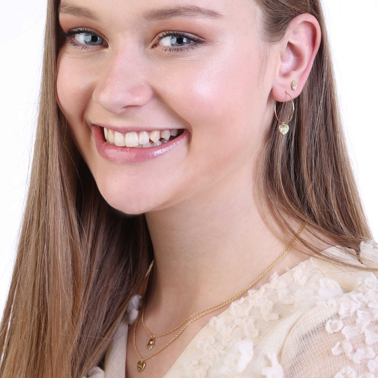 Zilveren goldplated ketting met hanger hart love