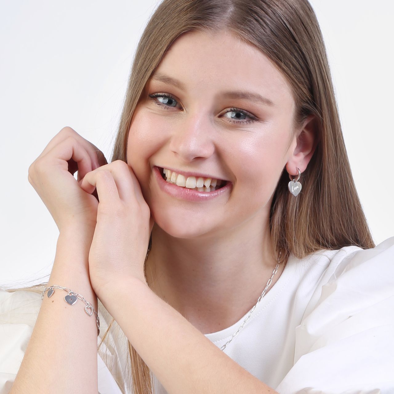 Ohrringe, 925 Silber, mit Anhänger Herz/Love