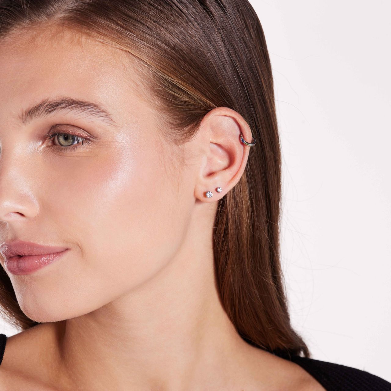 Helix-Piercing aus Edelstahl, Regenbogen, Zirkonia