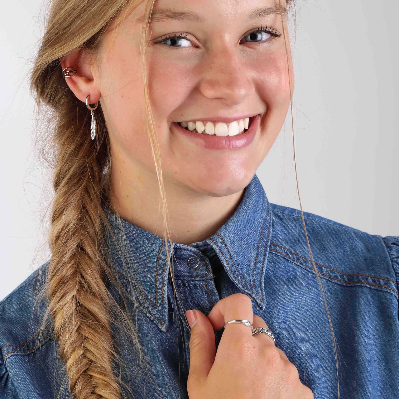 Ohrringe, 925 Silber, mit Feder-Anhänger