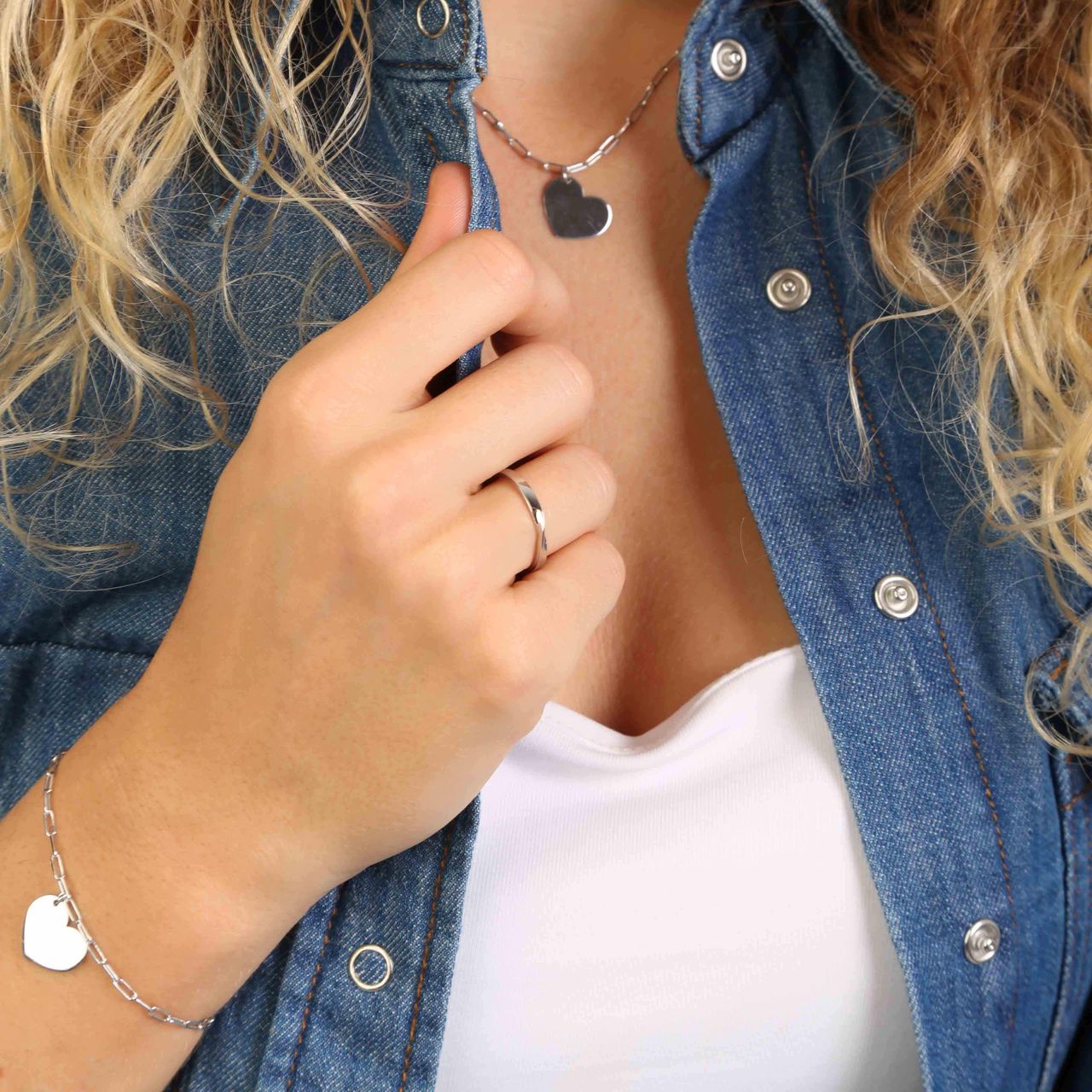 Gerecycleerd zilveren armband met hanger hart