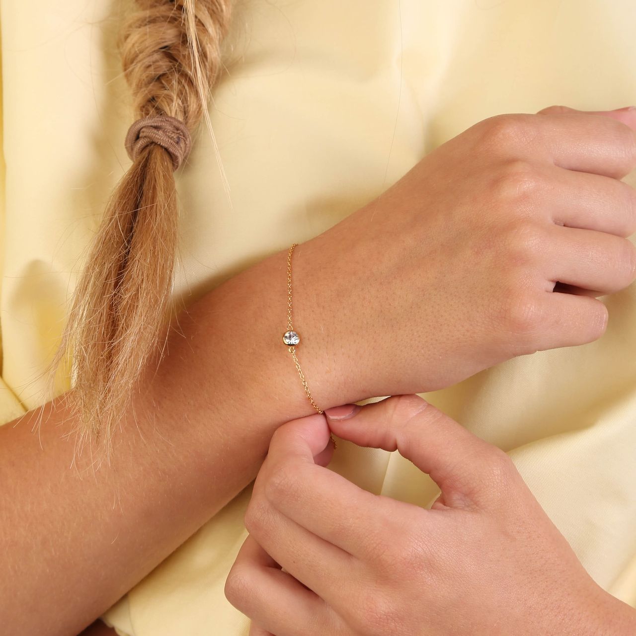 Zilveren goldplated armband kristal wit