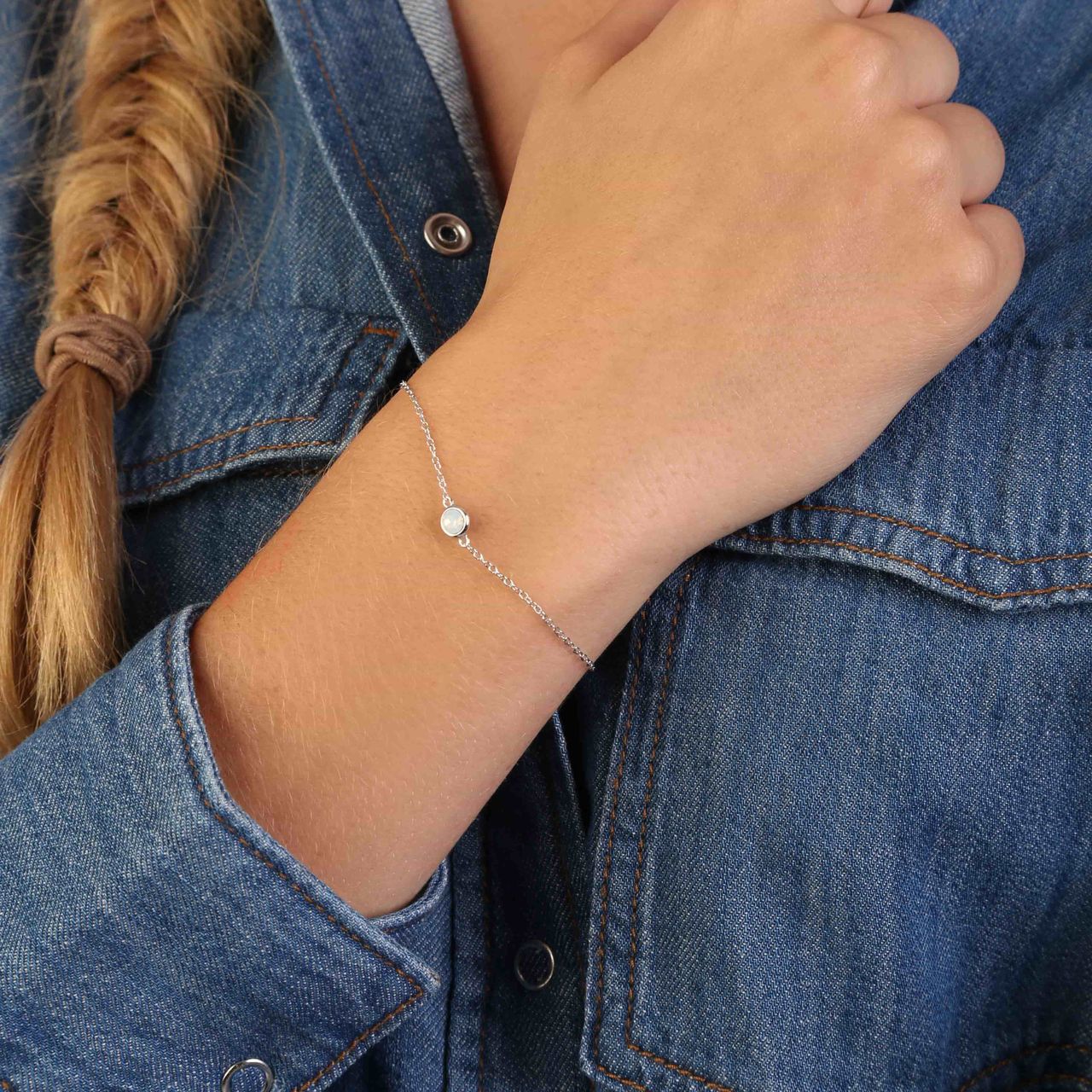 Zilveren armband met kristal wit opaal