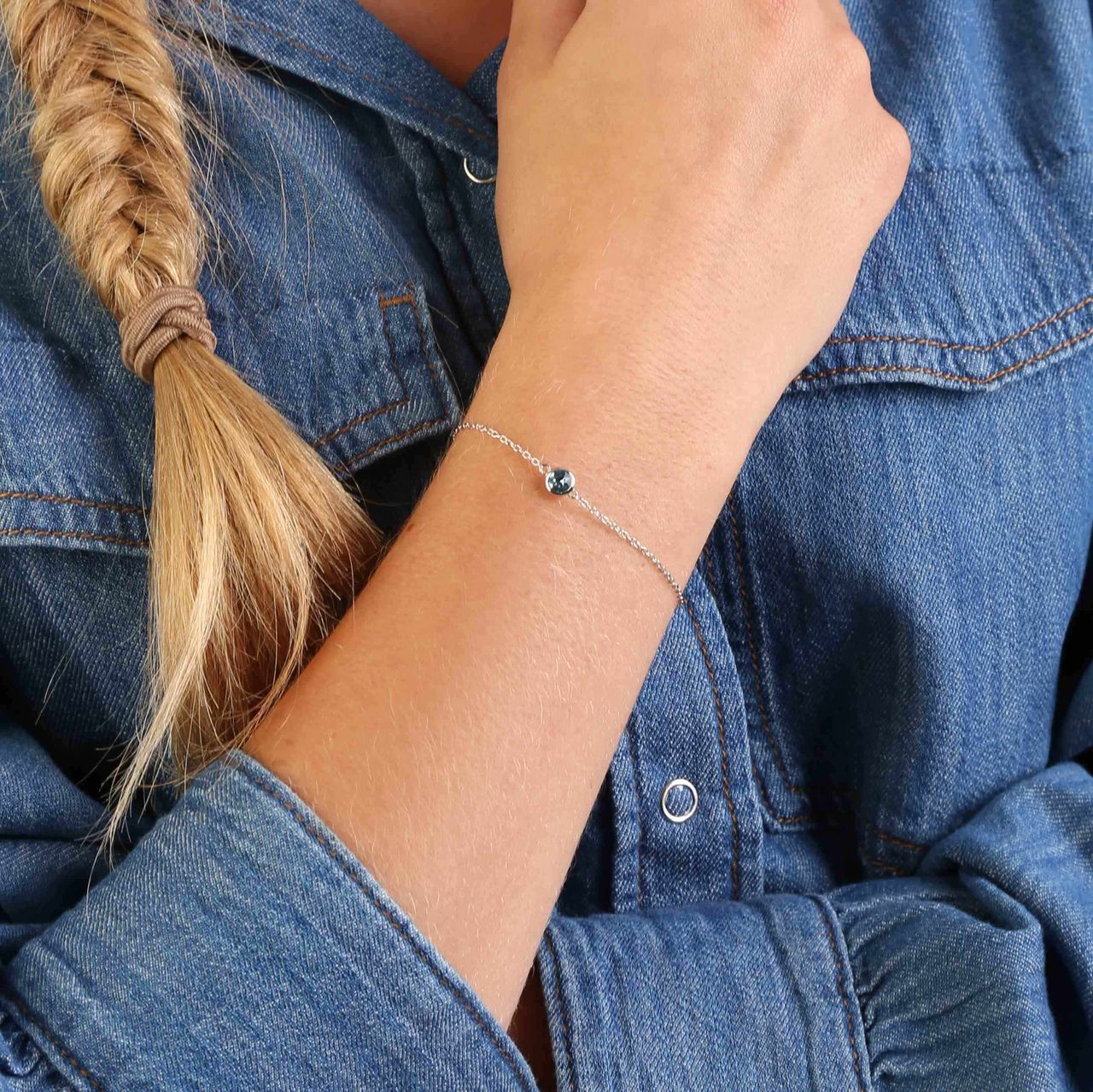 Zilveren armband met kristal aqua