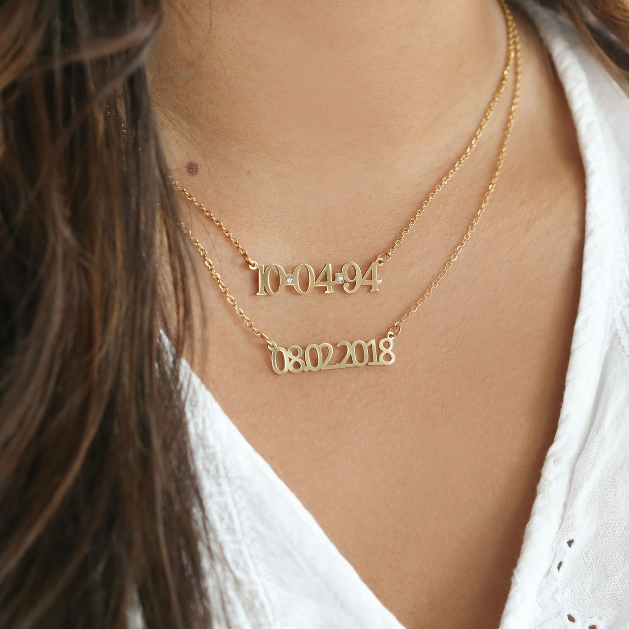 Stalen ketting goldplated datum voor dames