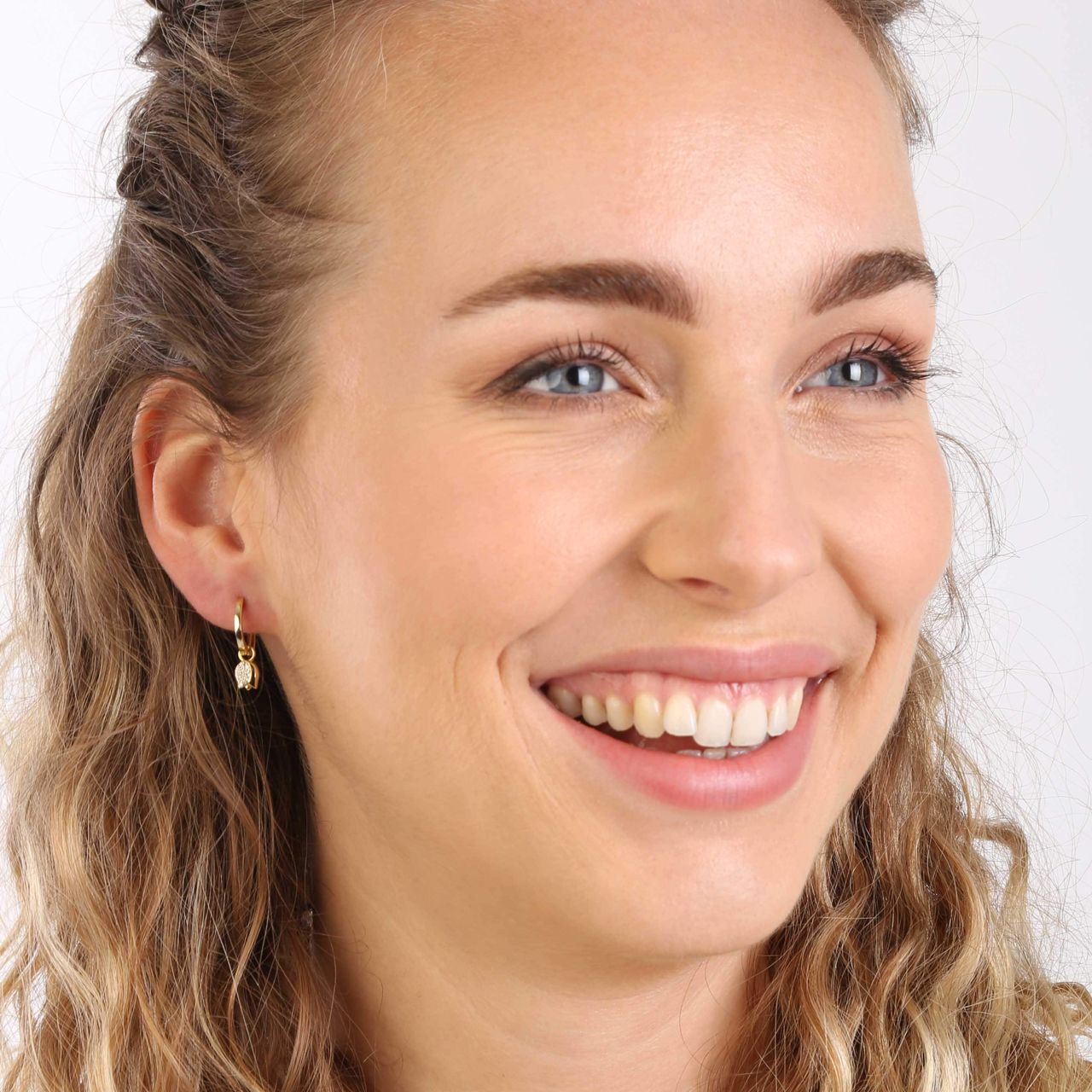 Ohrringe, 925 Silber, vergoldet, mit Anhänger, Tulpe