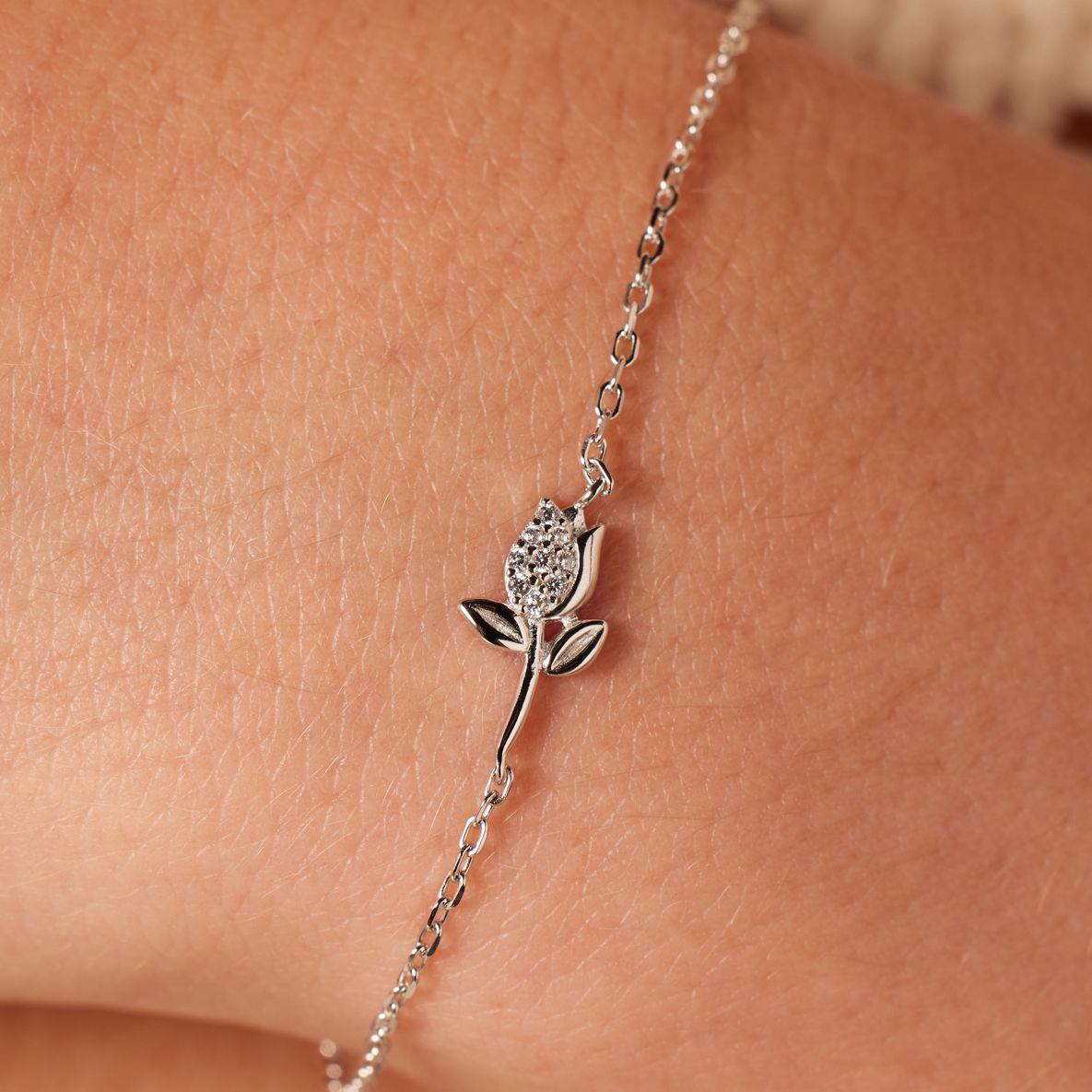 Zilveren armband tulp