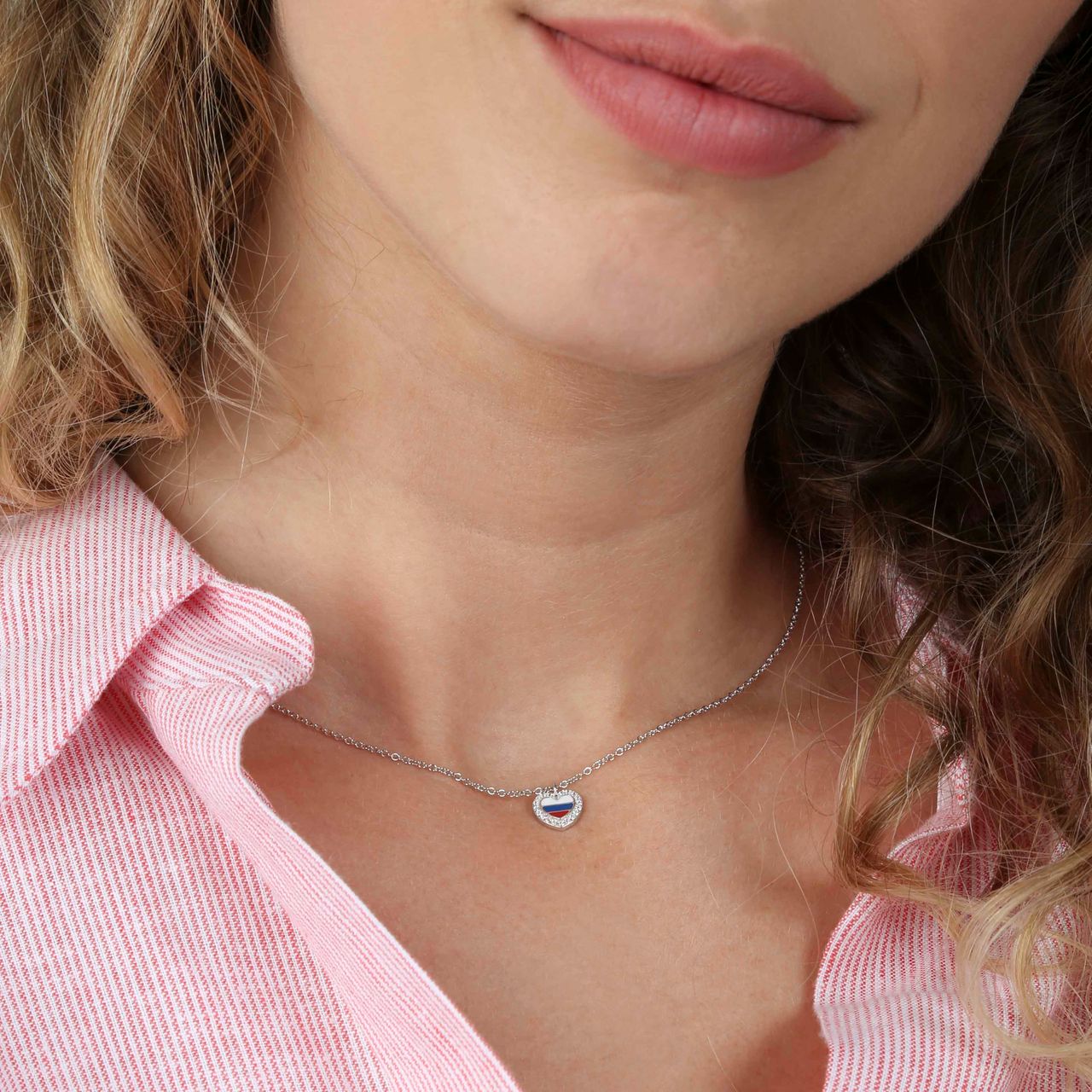Zilveren ketting met hanger hart Nederland