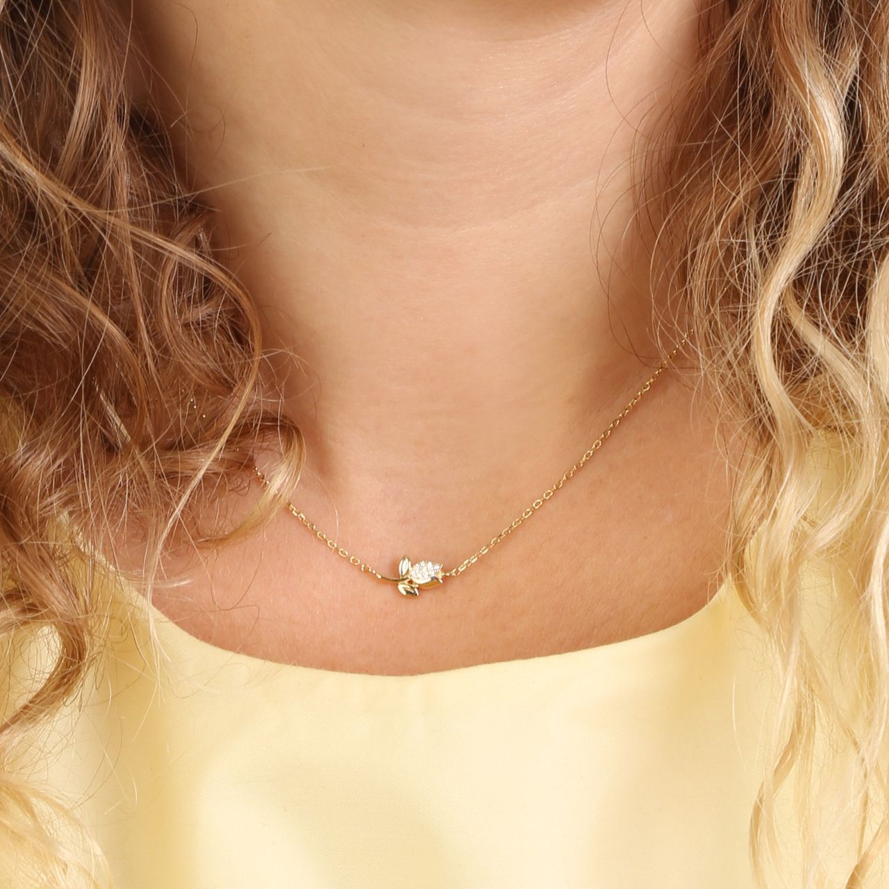 Zilveren goldplated ketting met hanger tulp voor dames
