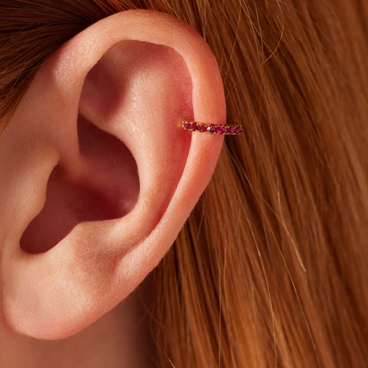 Stainless steel goldplated helixpiercing met zirkonia voor dames