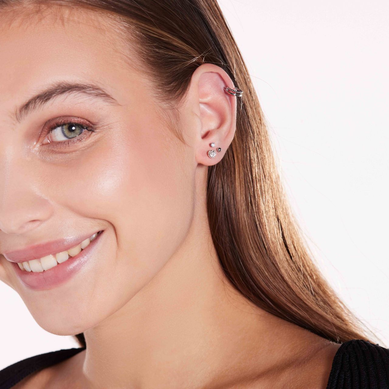 Stainless steel helixpiercing 2rij bol/glad