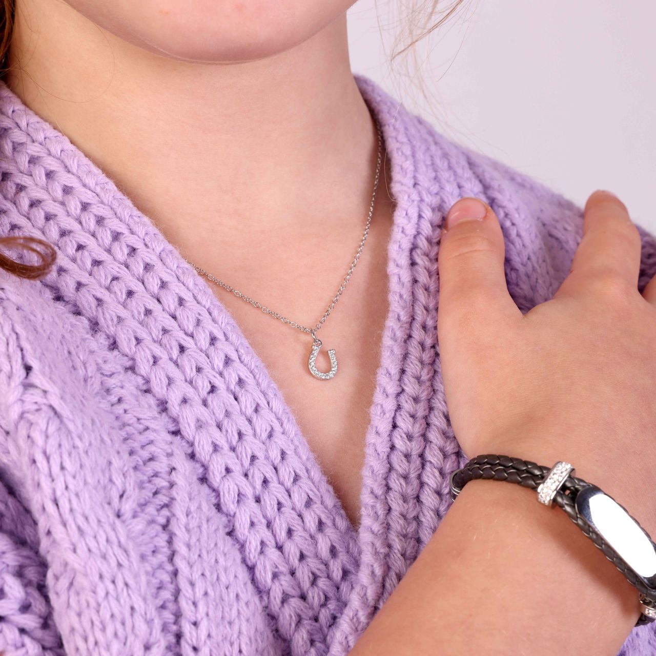Zilveren kinderketting met hanger hoefijzer