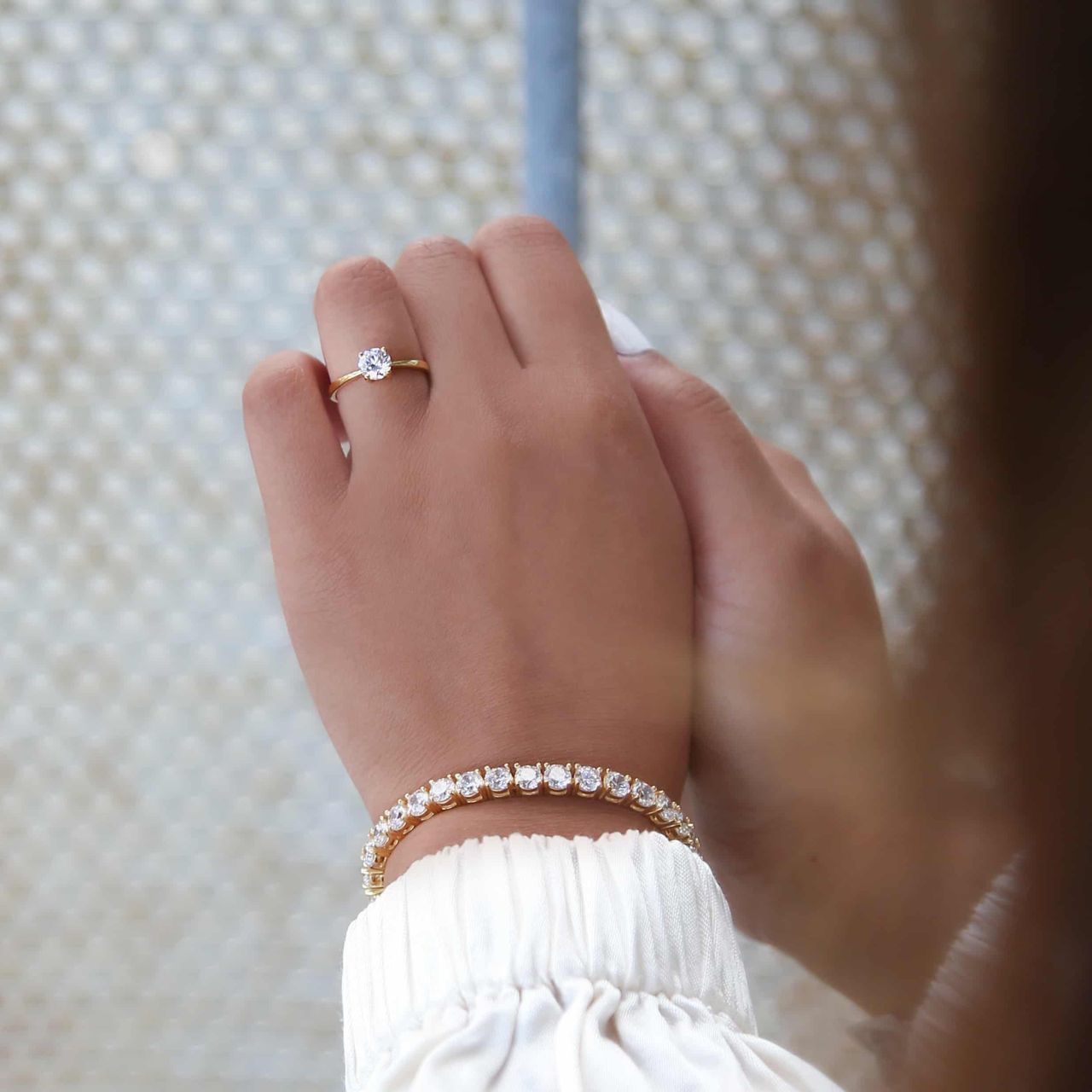 Zilveren armband gold met zirkonia