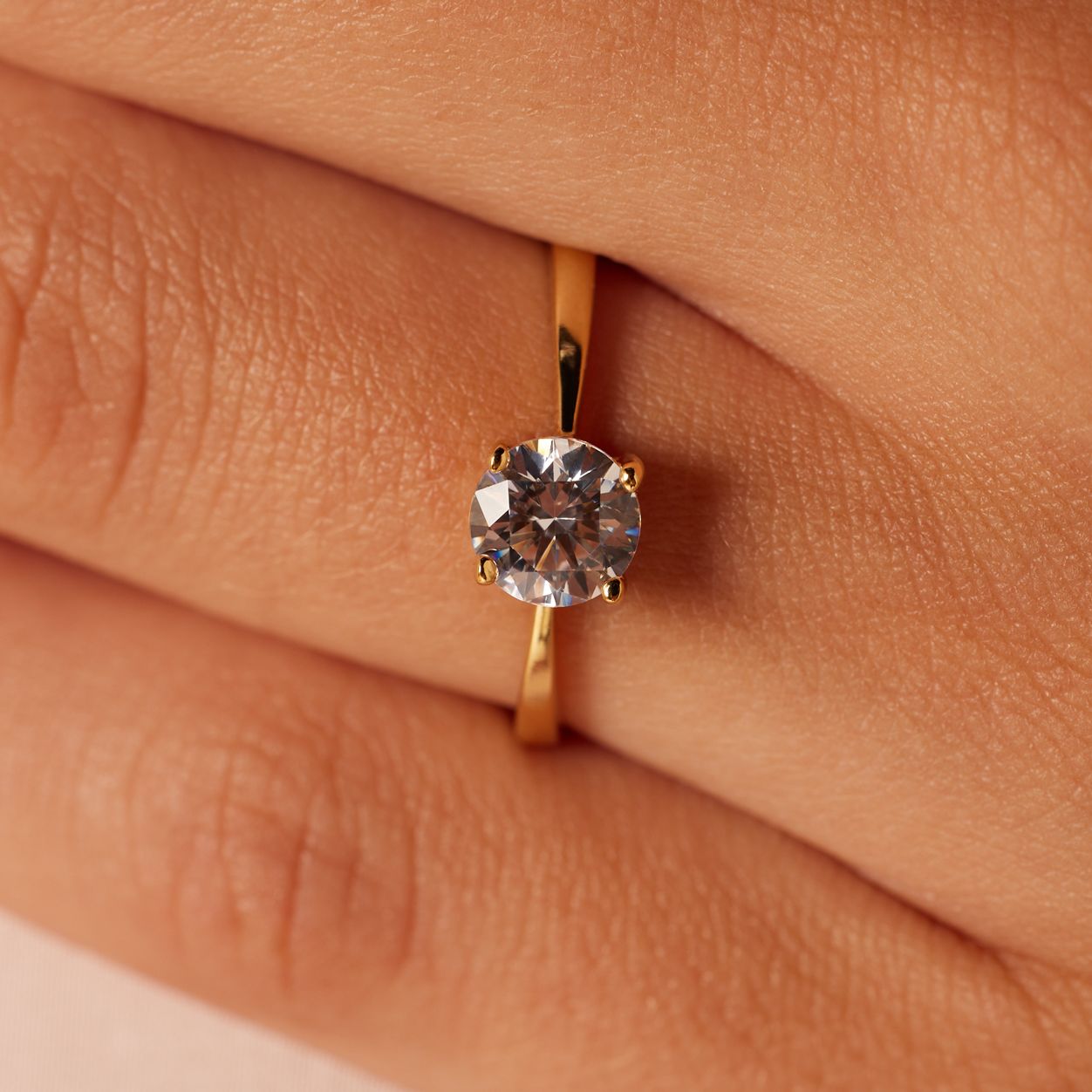 Ring, 925 Silber, vergoldet, mit Zirkonia 6 mm