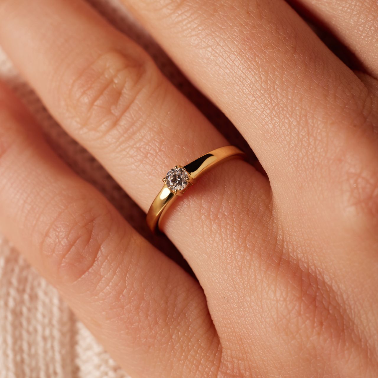 Ring, 925 Silber, vergoldet, mit Zirkonia 3,5 mm